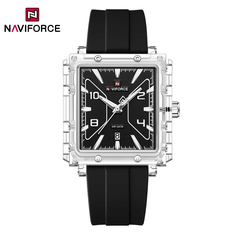 NAVIFORCE High Quality Men Watches 50M Waterproof Sport Date Display Quartz Watch Silicone Luminous Hands boy gift Reloj Hombre