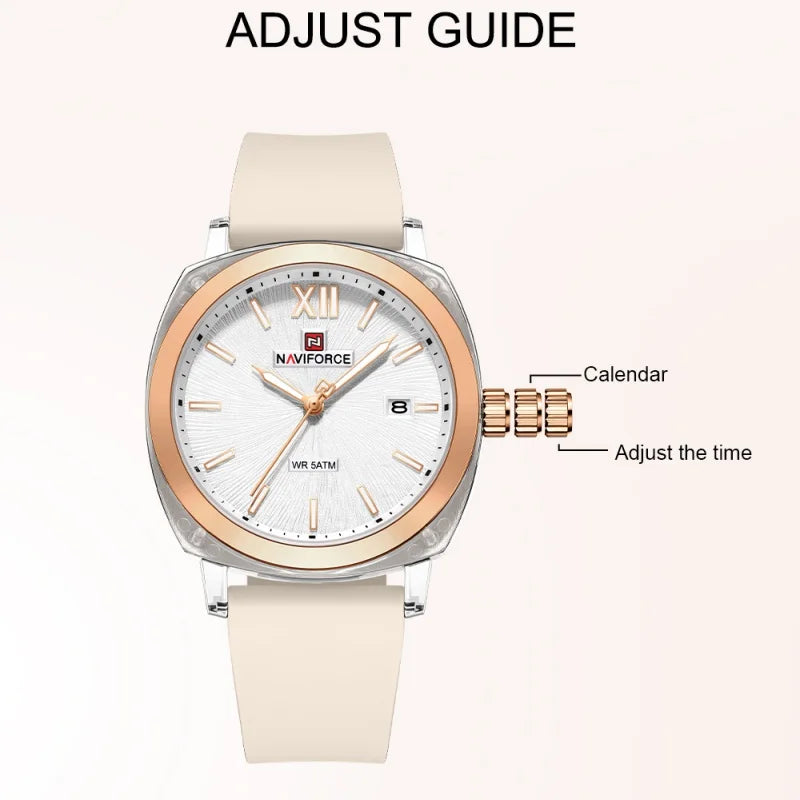 NAVIFORCE Leisure Sports Women's Watch Simple Elegant Waterproof Creative Women Minimalist Style Quartz Calendar ladies Watches