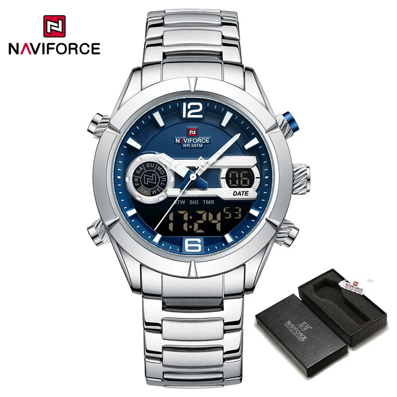 NAVIFORCE Design Watch For Men Luxury Waterproof Sport Calendar Quartz Wristwatches Dual Display Chronograph Clock Reloj Hombre