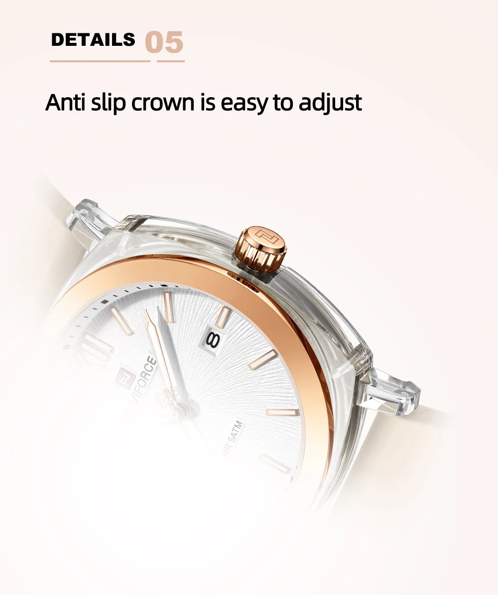 NAVIFORCE Leisure Sports Women's Watch Simple Elegant Waterproof Creative Women Minimalist Style Quartz Calendar ladies Watches