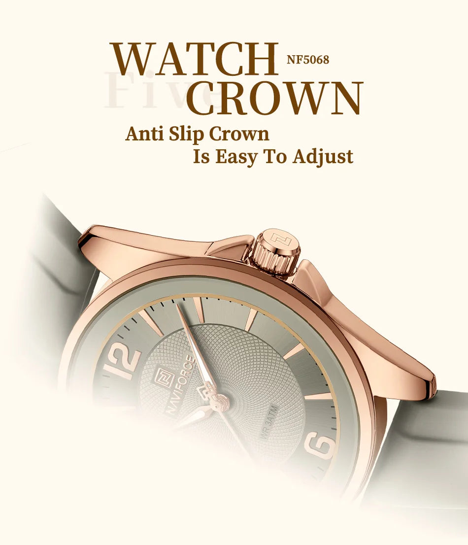NAVIFORCE Women's Sports Casual Quartz Watch Comfortable Silicone Strap 3ATM Waterproof Wristwatch Relogios Feminino Gift Clock