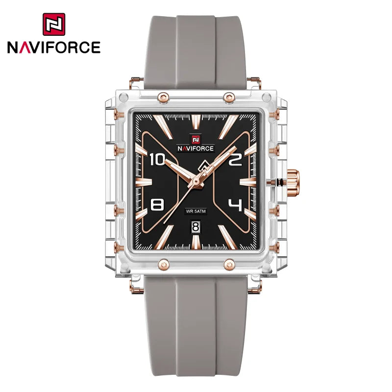 NAVIFORCE High Quality Men Watches 50M Waterproof Sport Date Display Quartz Watch Silicone Luminous Hands boy gift Reloj Hombre