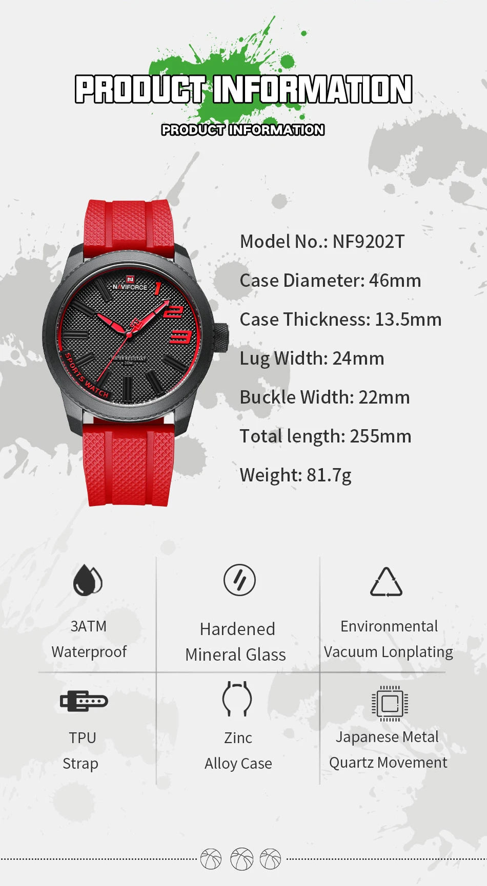 NAVIFORCE Luxury Silicone Strap Mens Watches Waterproof Sport Quartz Military Watch Men Clock Relogio Masculino 2022 New Arrival