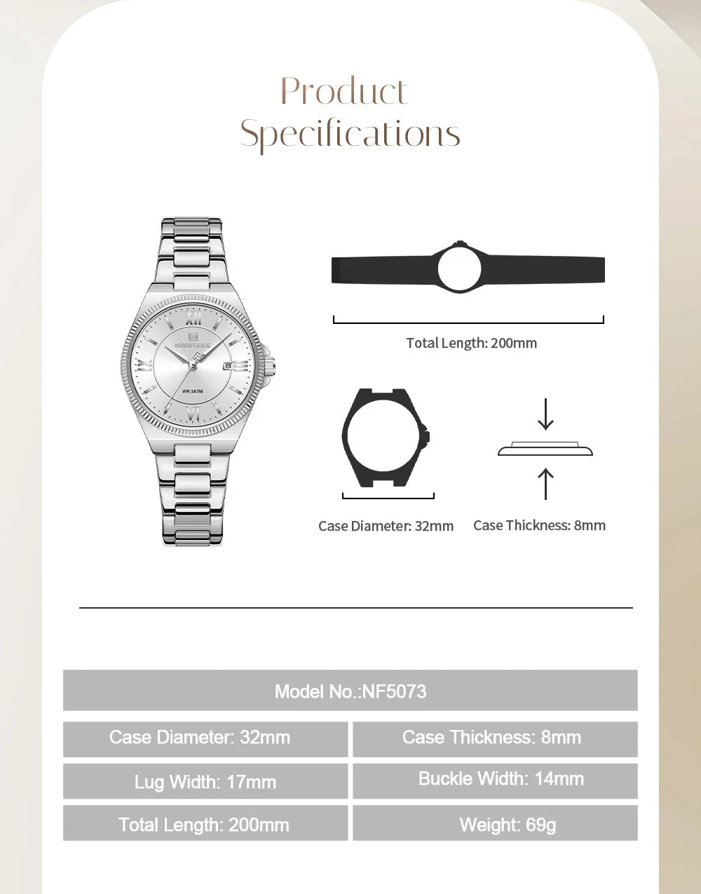 NAVIFORCE Elegant Couple Lover Watches Quartz Calendar Display 30M Water Resistant Watch Stainless Steel Daily Luxury Wristwatch