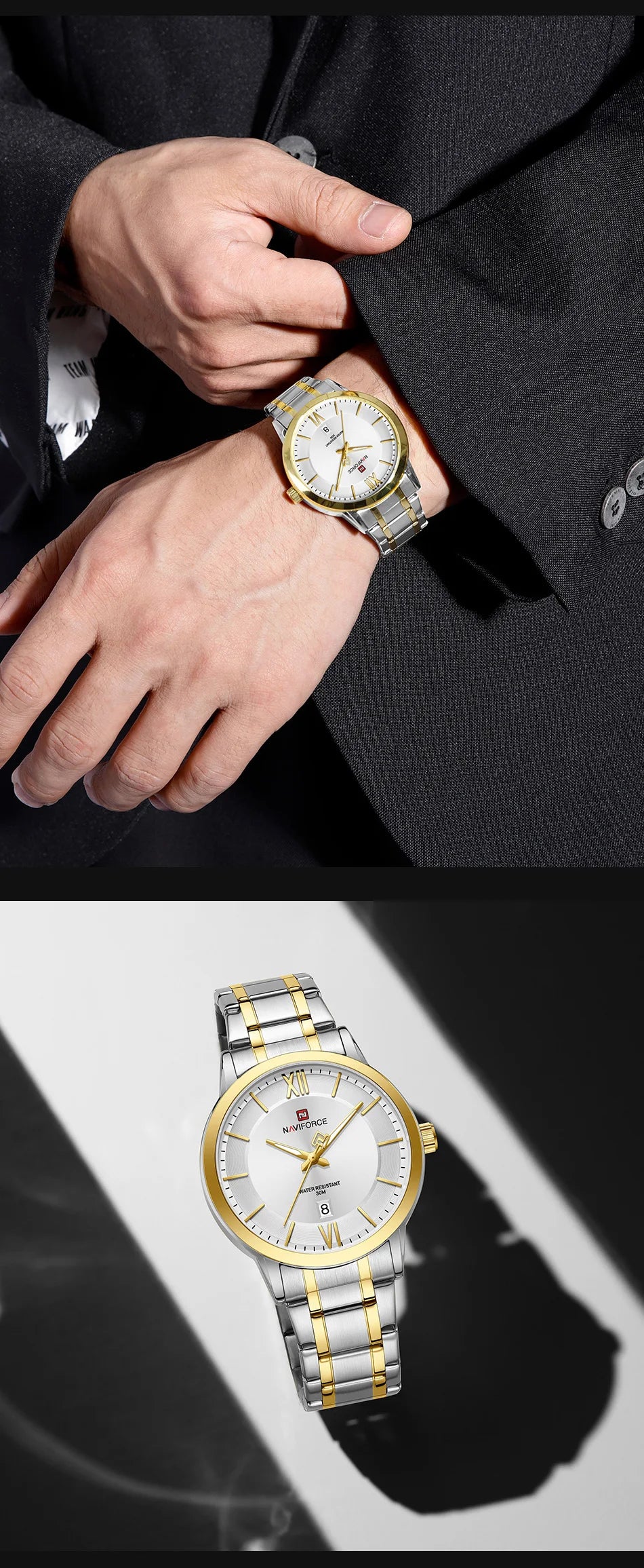 NAVIFORCE Original Watches for Men Military Sports Calendar Clock Luxury Waterproof Quartz Steel Strap WristWatch Reloj Hombre
