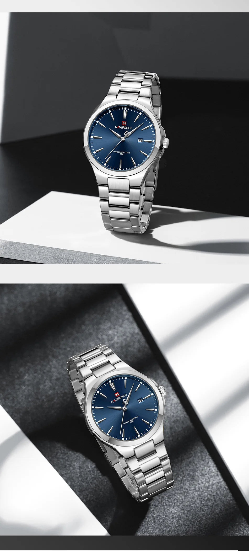 NAVIFORCE Original Fashion Watches for Men Stainless Steel Simple Elegant Clock Male Waterproof Wrist Watch Relogio Masculino