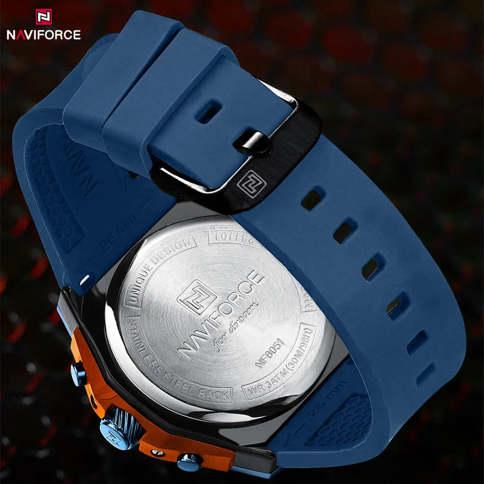 NAVIFORCE Original Watches for Man Silicone Strap Waterproof Men Quartz Wrist Watch Casual Sport Date Display Clock Reloj Hombre
