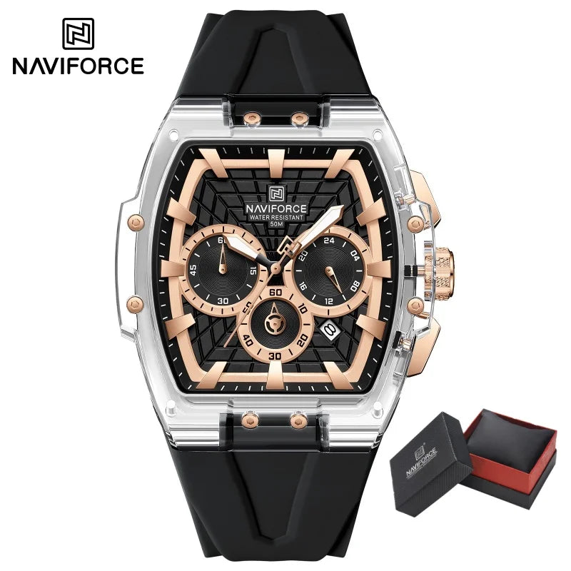 NAVIFORCE Top Brand Watches Men Quartz 5ATM Waterproof Date Luminous Clocks Trendy Sport Outdoor Chronograph Wristwatch for Male