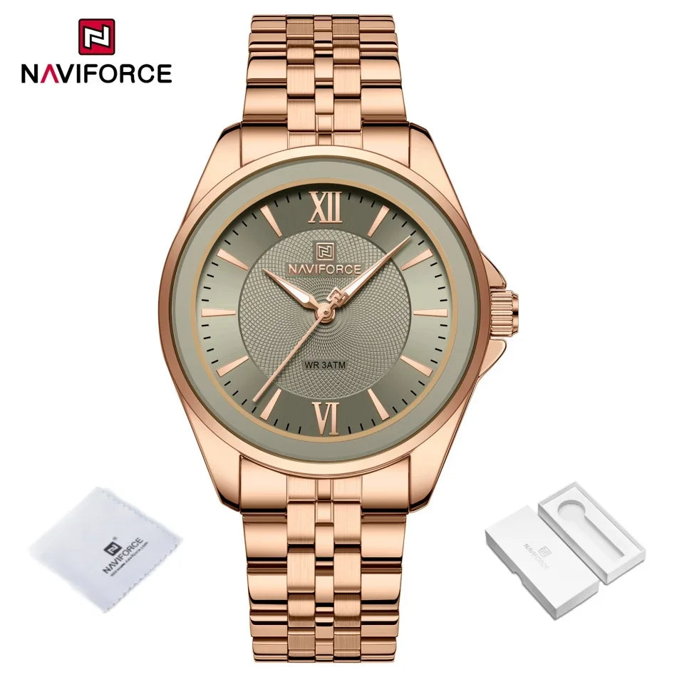 NAVIFORCE Women Watches Ladies Creative Watch Stainless Strap New Fashion Charm Quartz 30m waterproof Wristwatches Female Clock