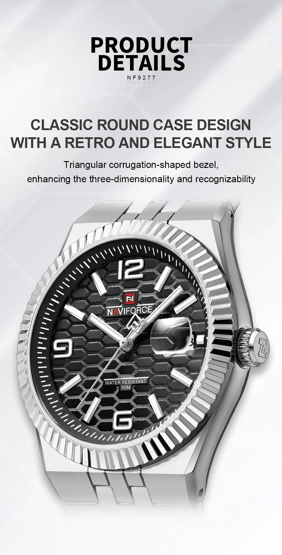 NAVIFORCE Men Watches Quartz Auto Date 3ATM Waterproof Stainless Steel Classic Male Luxury Fashion Business Wristwatch Gift Box