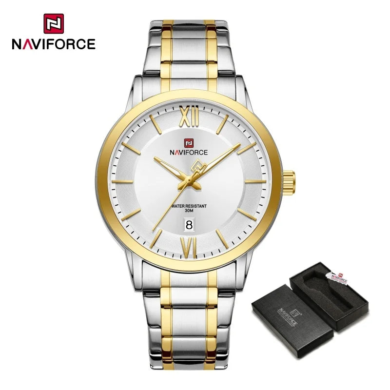 NAVIFORCE Original Watches for Men Military Sports Calendar Clock Luxury Waterproof Quartz Steel Strap WristWatch Reloj Hombre