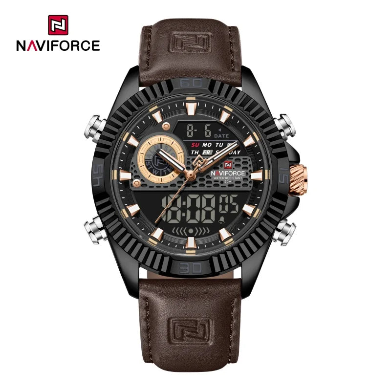NAVIFORCE Men's Watches Sport Quartz Analog LCD Digital Wristwatch 30m Waterproof Luminous Chronograph Watch for Men Date Clock