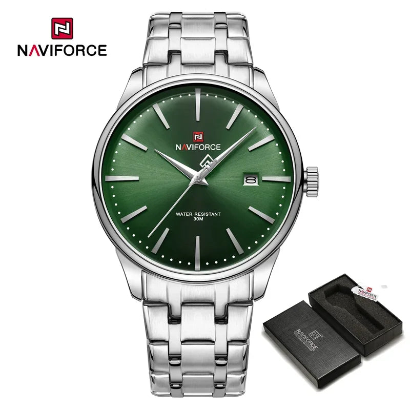 Top Brand NAVIFORCE Men's Calendar Watch Waterproof Fashion Business Stainless Steel Strap Quartz Wristwatches Relogio Masculino