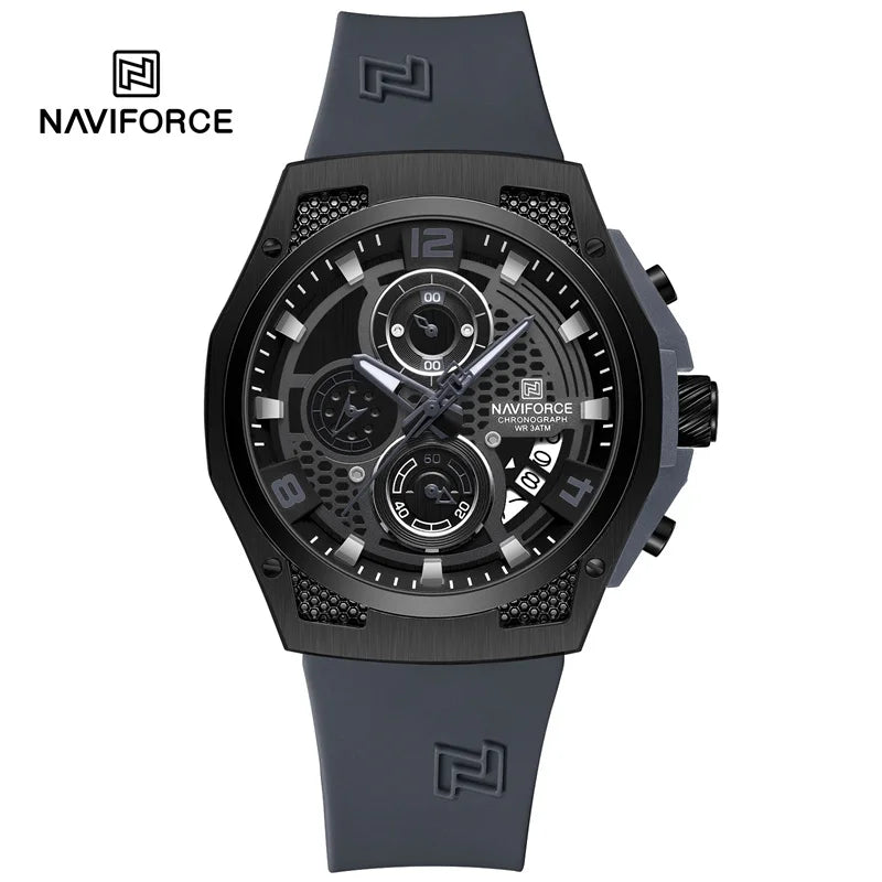 NAVIFORCE Men's Luxury Wristwatch Silicone Strap Casual Sport Luminous Water Resistant Male Quartz Watch Relogio Masculino 2024