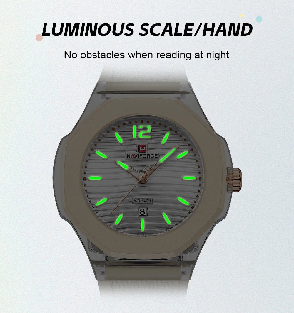 NAVIFORCE Woman Watch Silicone Band Waterproof Elegant Ladies Date Display Wristwatch Luxury Original Quartz Watches for Women
