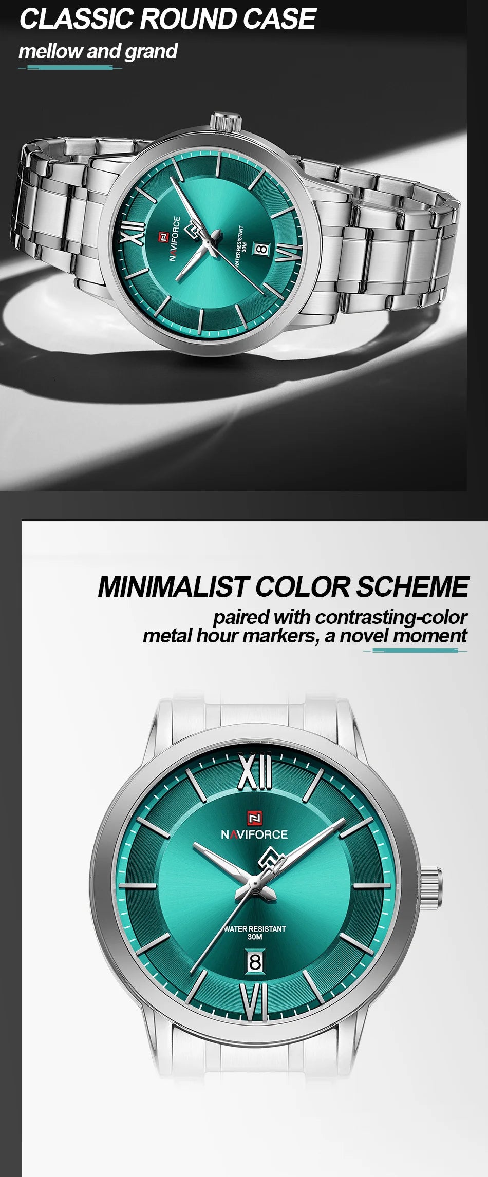 NAVIFORCE Original Watches for Men Quartz Waterproof Calendar Clock Steel Strap Military Luxury Sports Male Wristwatch Gift Box