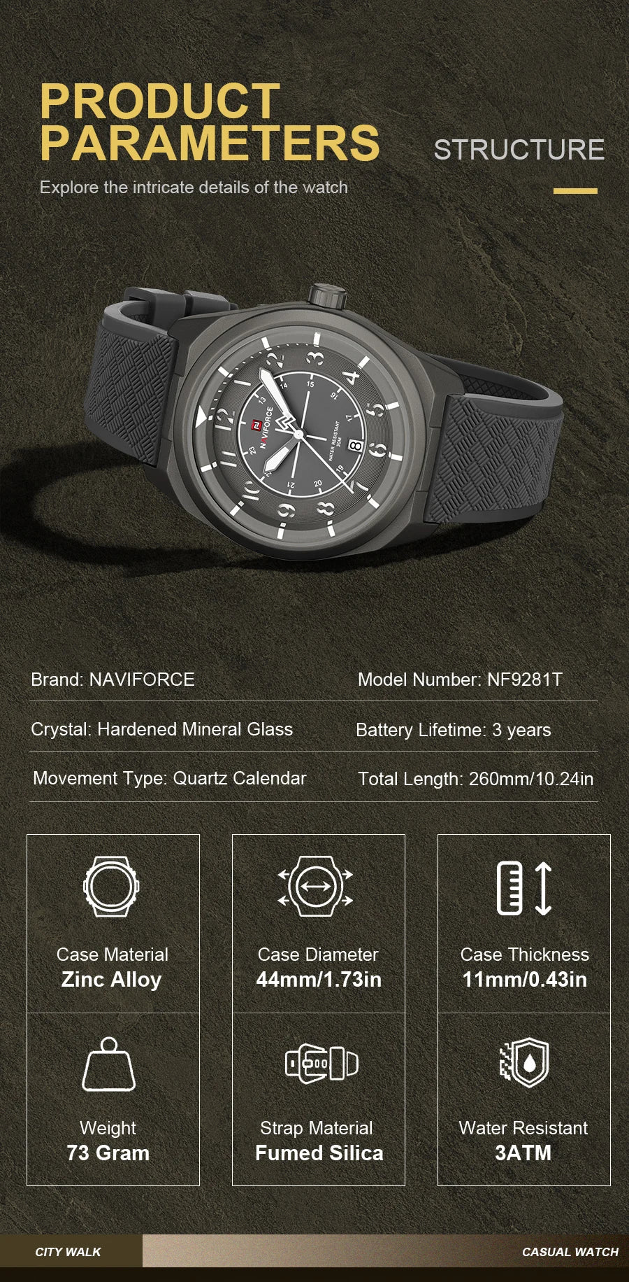 NAVIFORCE Man's Watch 30M Water Resistant Quartz Calendar Silicone Strap Luminous Casual Sports Hot Fashion Male Wristwatch Gift