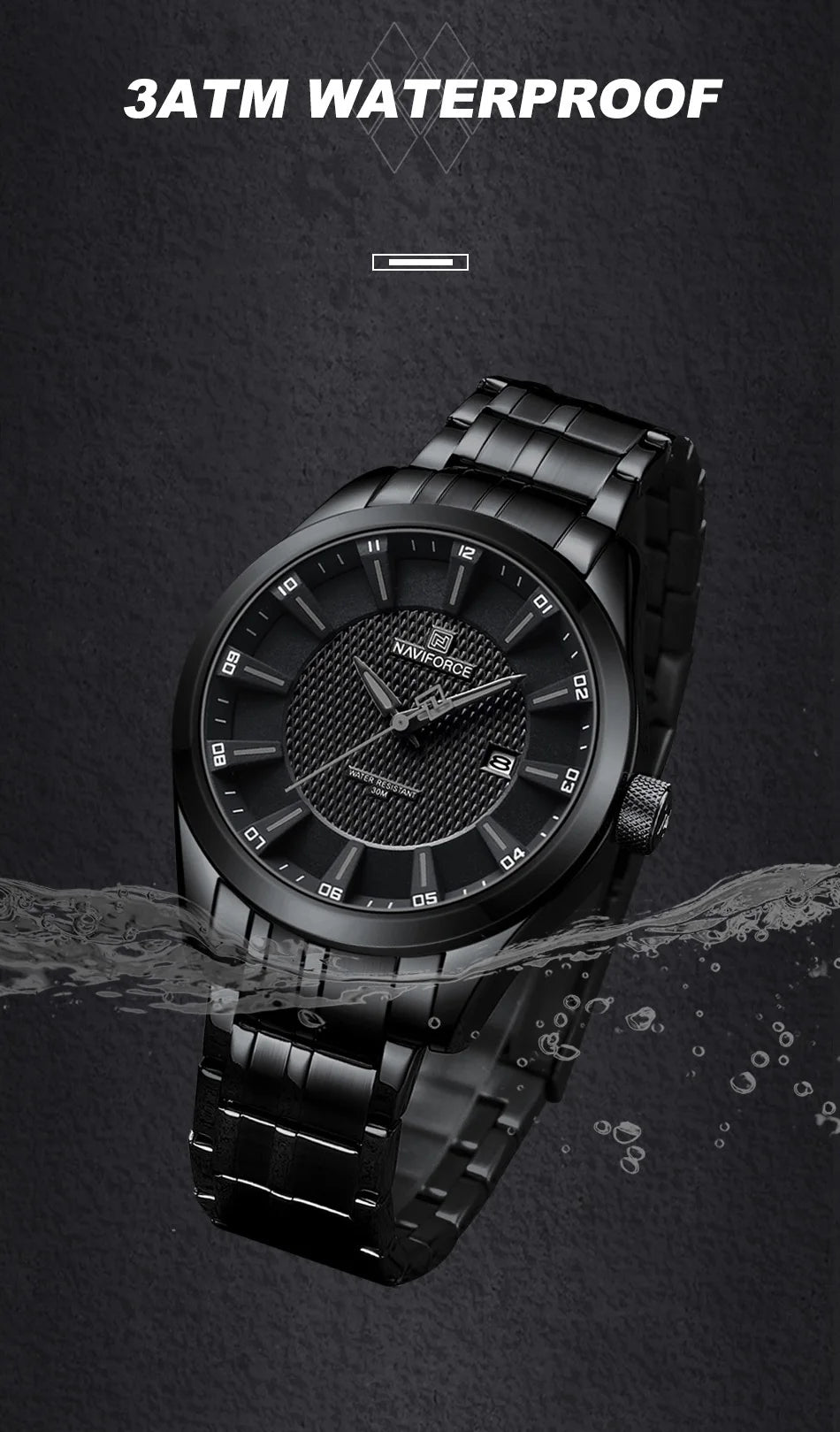 NAVIFORCE New Style Men's Quartz Business Watch Waterproof Sports Casual Stainless Steel Strap Men Date Clock Relogio Masculino
