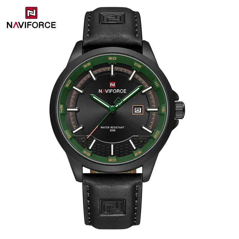 NAVIFORCE Watches For Men Quartz Auto Date Waterproof Leather Strap Male Casual Fashion Daily Wear Business Man's Clocks NF9248L