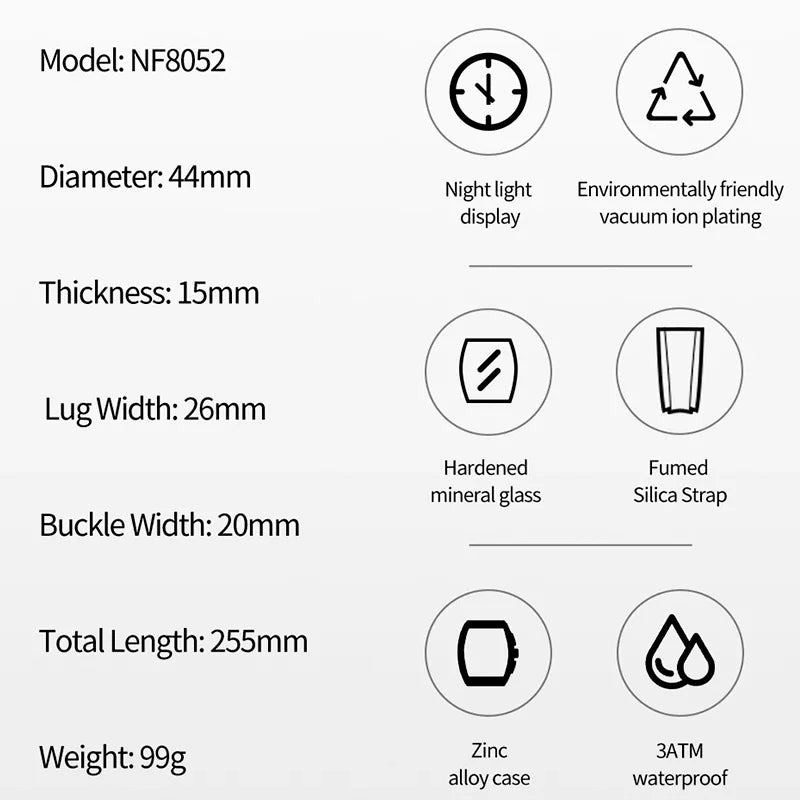 NAVIFORCE Fashion Men’s  Large Dia Multi-function PU Waterproof Clock Gold Design Quartz Watches Casual Male Wrist Watch Gifts
