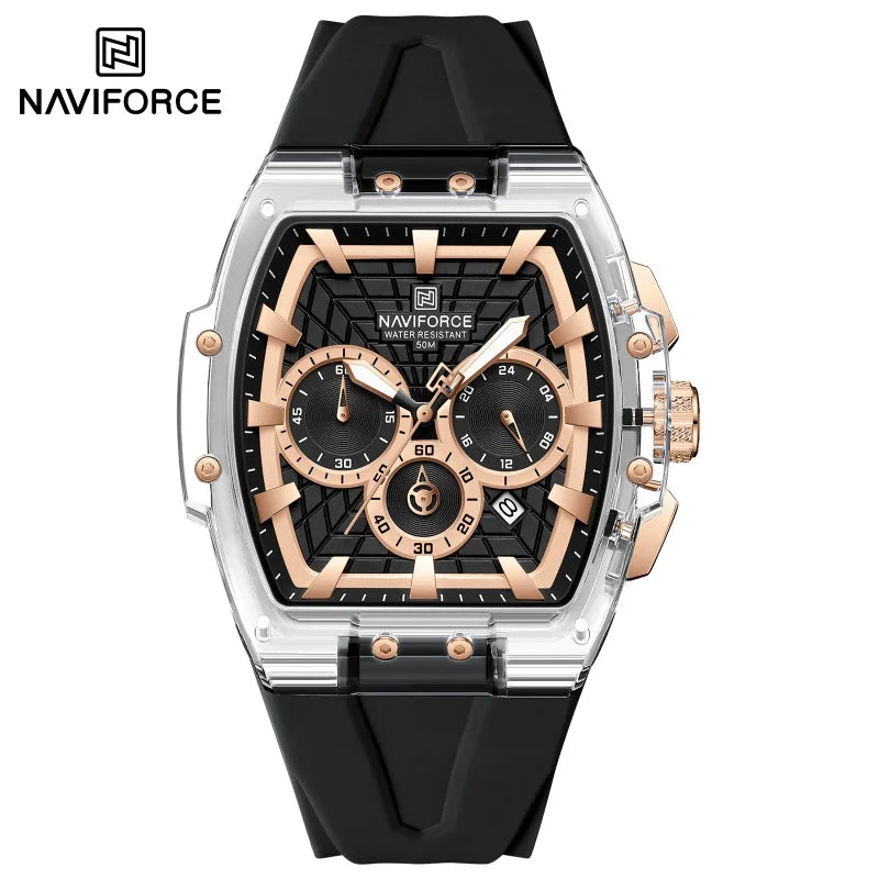 NAVIFORCE Top Brand Watches Men Quartz 5ATM Waterproof Date Luminous Clocks Trendy Sport Outdoor Chronograph Wristwatch for Male