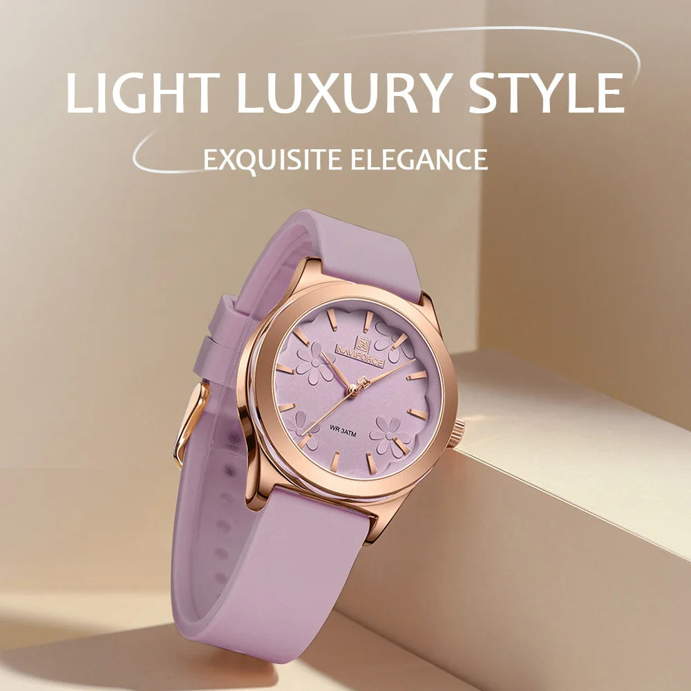 NAVIFORCE Simple Fashion Quartz Wristwatches Women Wrist Watches Silicone Strap Waterproof Watch Wholesale Hot Sale Reloj Mujer