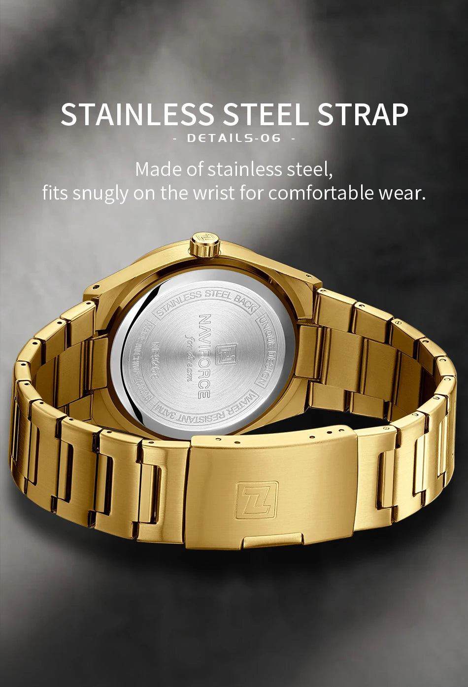 NAVIFORCE Men Quartz Watch Date Display Luminous Waterproof Steel Strap Original Fashion Father's Day Wristwatch Gift Box NF9268