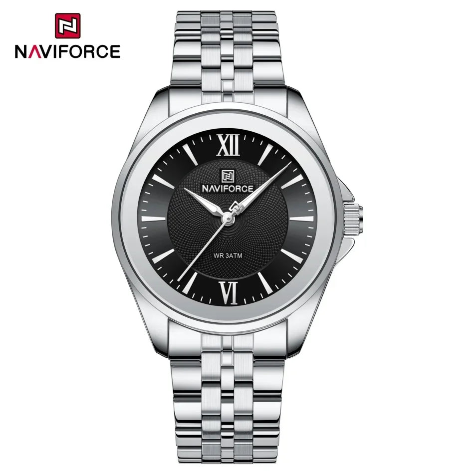 NAVIFORCE Women's Quartz Watch Elegant Casual Stainless Steel Strap 30m Waterproof Female Wristwatches Ladies Clock Reloj Mujer
