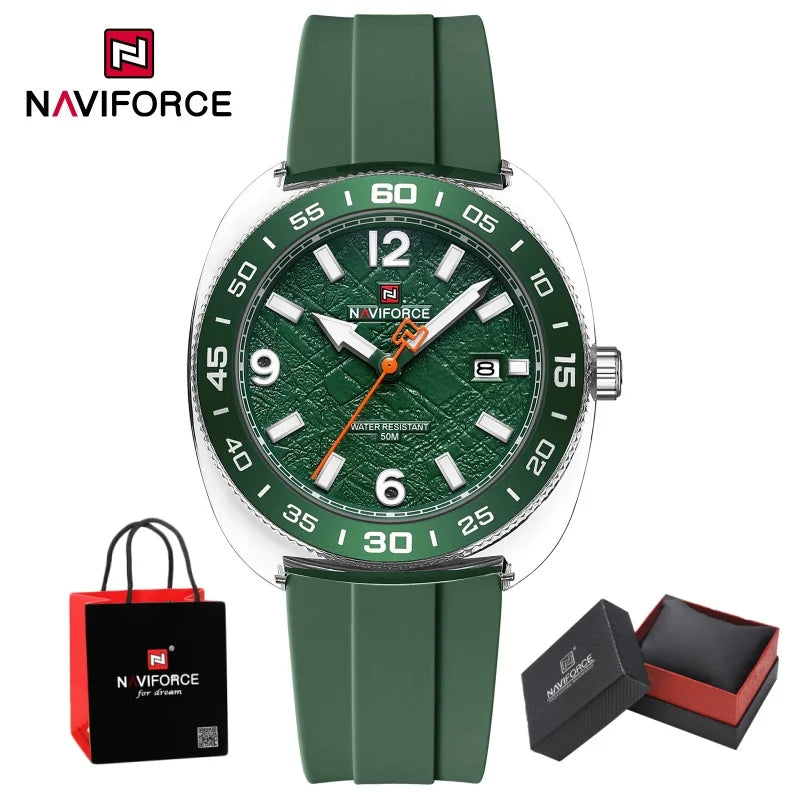 NAVIFORCE Man's Watch Quartz Calendar Luminous 5ATM Waterproof Business Luxury Casual Simple Wristwatch Gifts Box Male NF7132