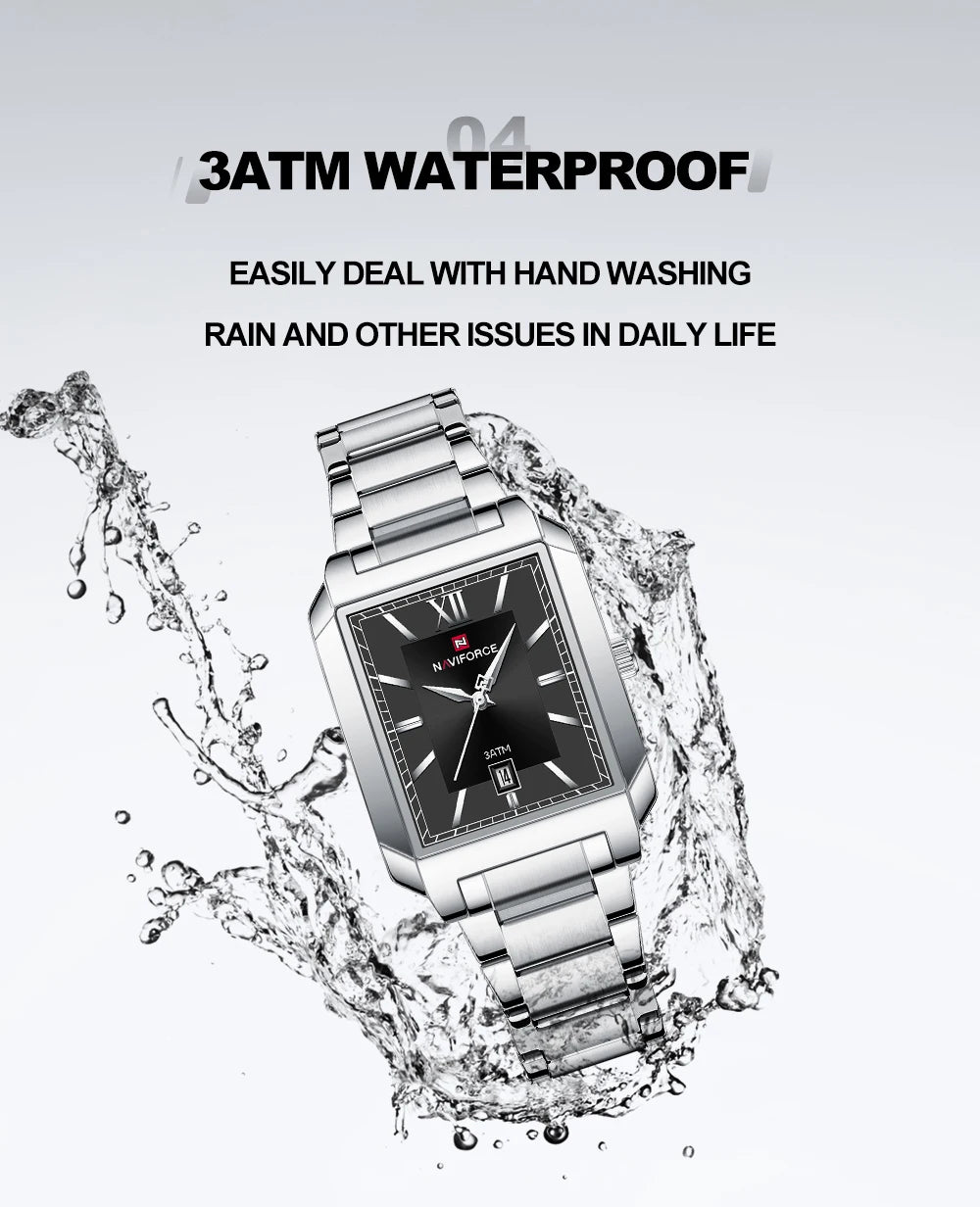 NAVIFORCE Luxury Couple Watch Stainless Steel Lover's Date Watches Quartz WristWatch For Women Men Simple Waterproof Clock Gift