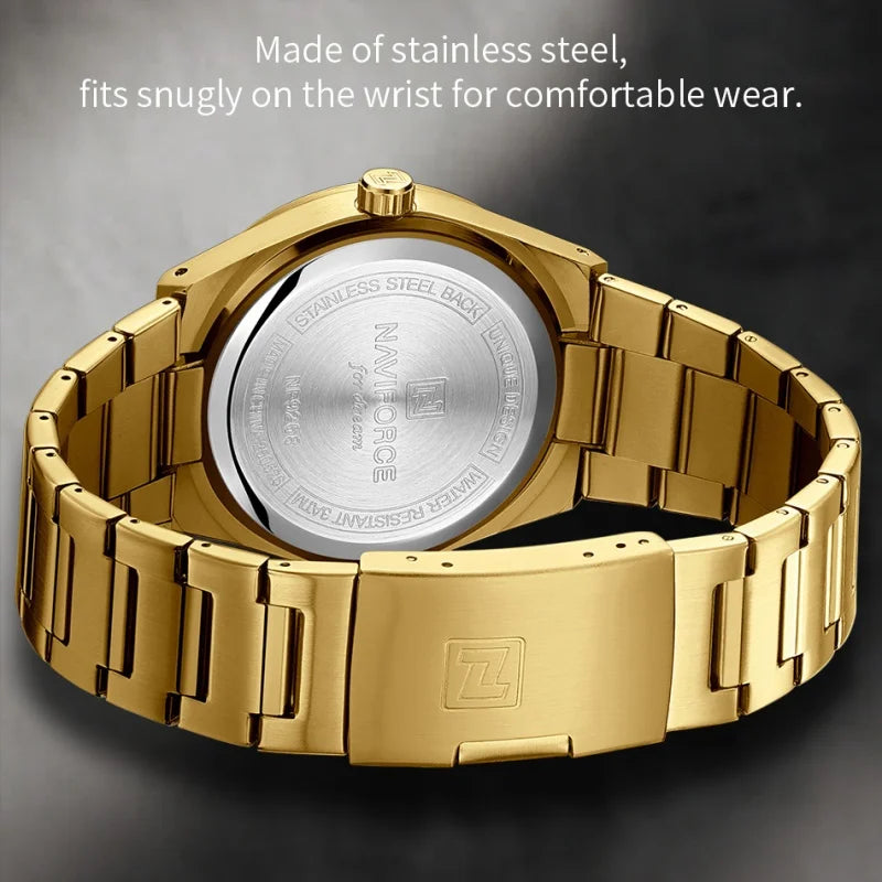 NAVIFORCE Men Quartz Watch Date Display Luminous Waterproof Steel Strap Original Fashion Father's Day Wristwatch Gift Box NF9268