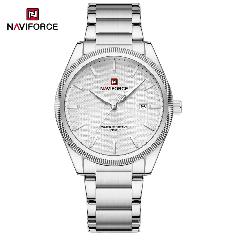 NAVIFORCE Fashion Watches for Men Luxury Business Stainless Steel Strap Quartz Wristwatches Waterproof Calendar Luminous Clock