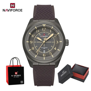 NAVIFORCE Men's Watch 30M Waterproof Quartz Calendar Silicone Strap Luminous Casual Sport Simple Fashion Man Wristwatch Gift Box