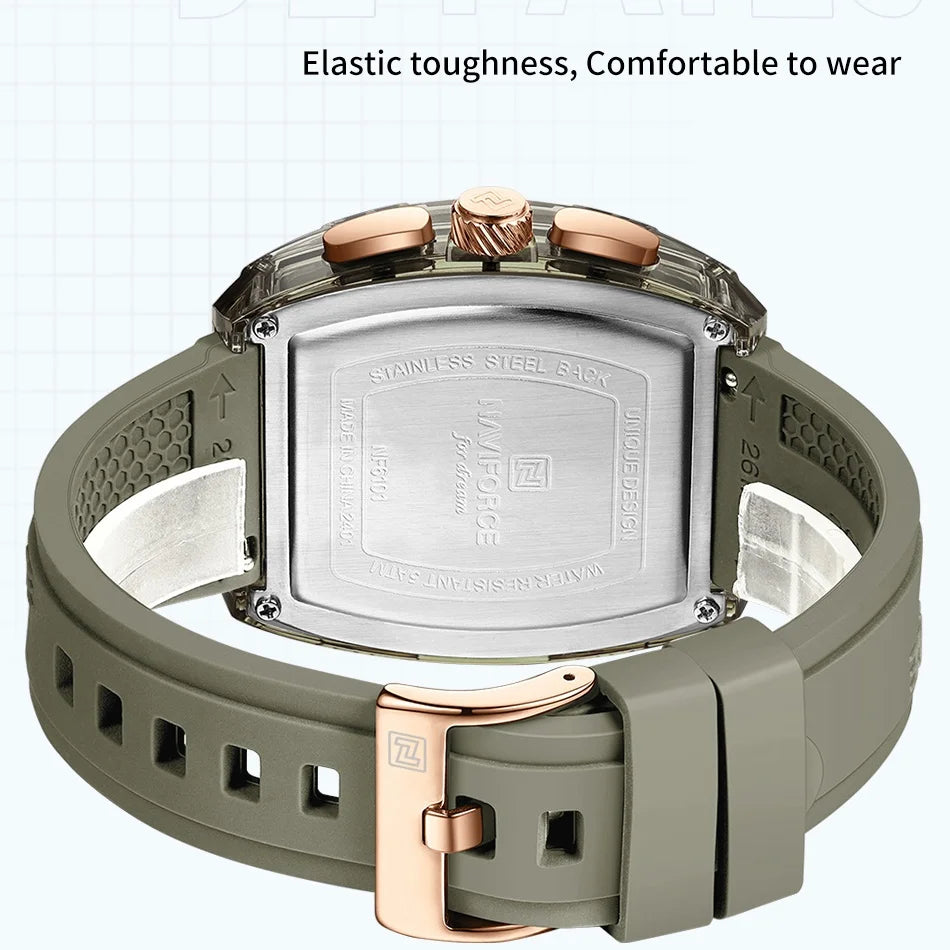 NAVIFORCE Watches for men luxury Sports Waterproof Silicone Band Quartz Wristwatch Luminous Chronograph Clock Gift+ Box