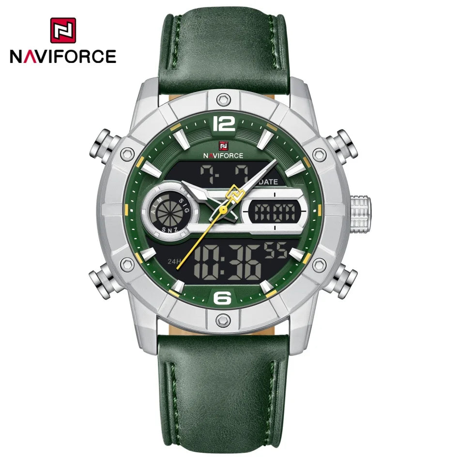 NAVIFORCE Men Quartz Watch Dual Time Date Night Illumination Classic Business Male Clock Luxury Original Waterproof Wristwatch
