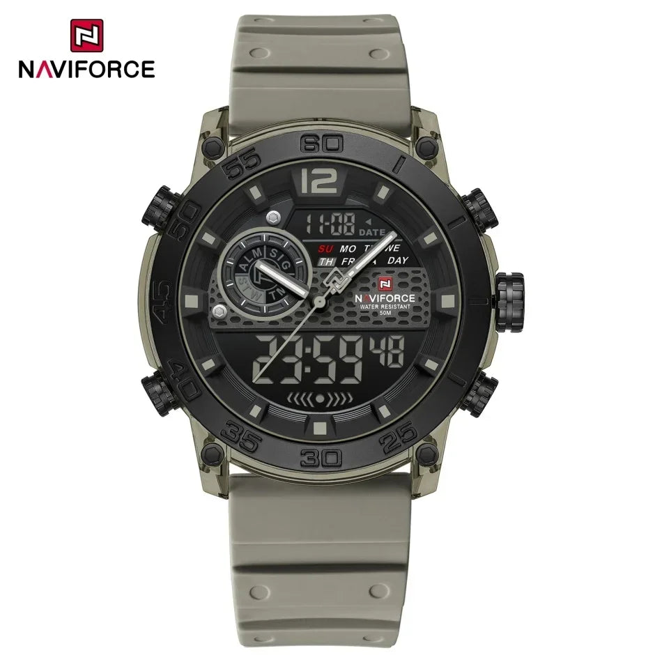 Men Watch NAVIFORCE Fashion Casual Quartz Luminous Watches  Waterproof  Wristwatch Silicone Band Day and Date Display Clock 6104