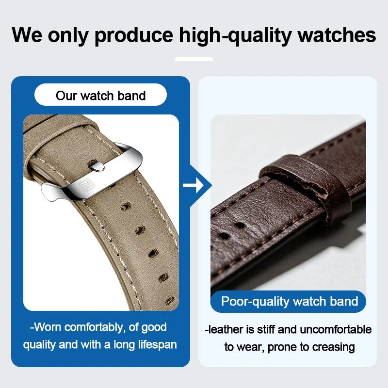 Naviforce Brand Sports Men Watches Leather Band Male 30m Waterproof Military Wristwatch Quartz Date Clock Relogio Masculino 2023