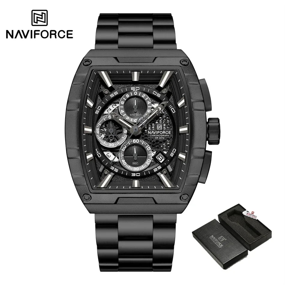 NAVIFORCE Man Watch Luxury Waterproof Stainless Steel Quartz Men's Watches Sports Auto Date Wristwatch Chronograph Simple Clocks