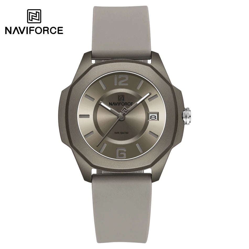 High Quality NAVIFORCE Women's Luxury Elegant Quartz Watch Simple Style Silicone Strap 3ATM Waterproof Wristwatches Reloj Mujer