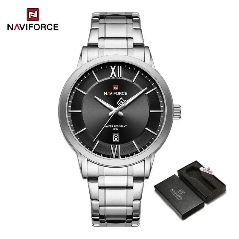 NAVIFORCE Original Watches for Men Military Sports Calendar Clock Luxury Waterproof Quartz Steel Strap WristWatch Reloj Hombre