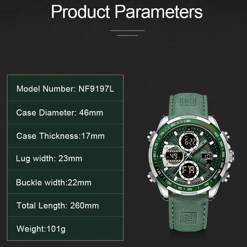 NAVIFORCE Men's Military Watch Multifunction Chronograph Sports 3ATM Waterproof with Alarm Day And Date Display Male Gifts Clock