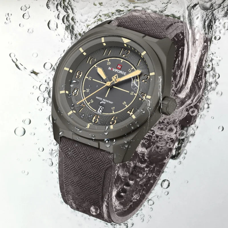 NAVIFORCE Men's Watch 30M Waterproof Quartz Calendar Silicone Strap Luminous Casual Sport Simple Fashion Man Wristwatch Gift Box