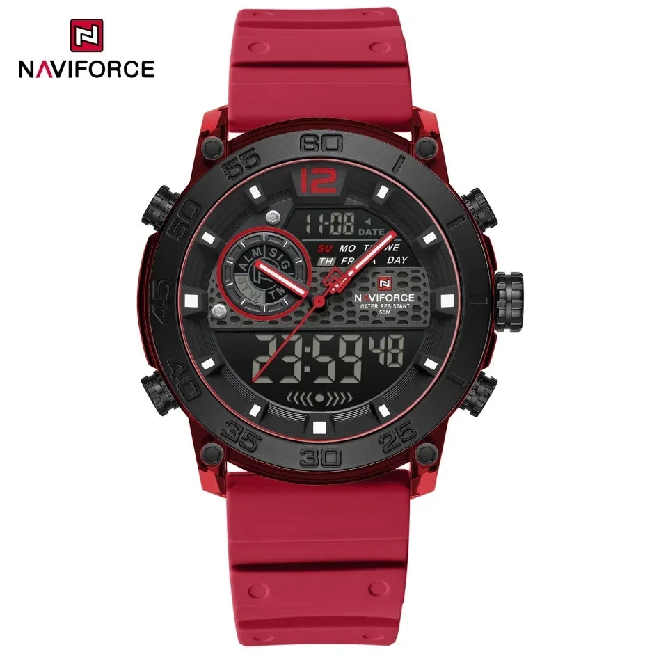 NAVIFORCE Men's Watch PC Material Analog LCD Digital Display Sport Waterproof Quartz Wristwatch Date Chronograph Luminous Clock
