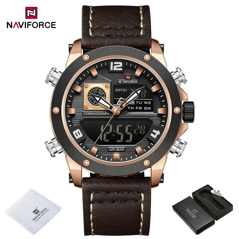 NAVIFORCE Dual Display Watches For Men Top Brand Luxury Military Waterproof Watch Men Casual Sport Digital Watch Montre Homme