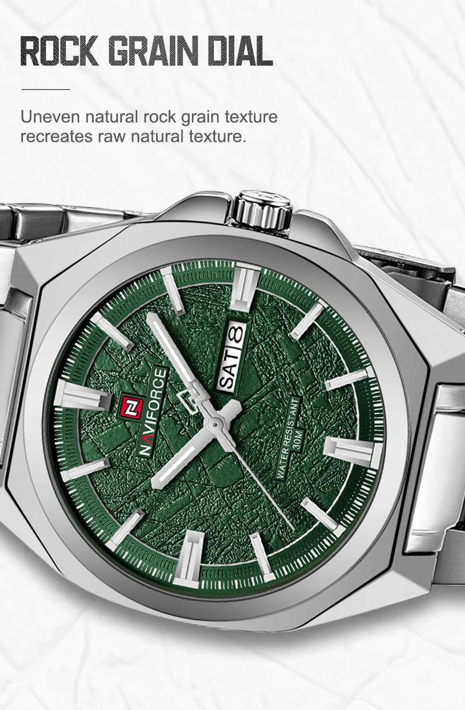 NAVIFORCE Men's Watch Quartz Calendar Week Display Waterproof Luminous Steel Band Male Trendy Outdoor Business Wristwatch NF9273