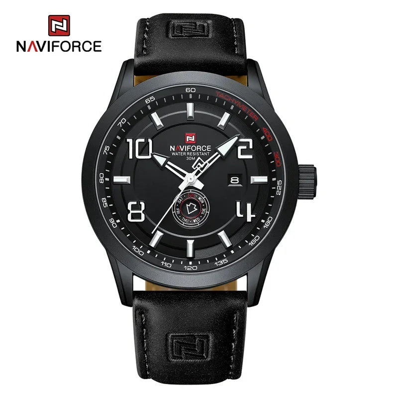 NAVIFORCE Watches for men Fashion Sports PU Strap 30m Waterproof Quartz Calendar Display Wristwatch Male Gift Relogio Masculino