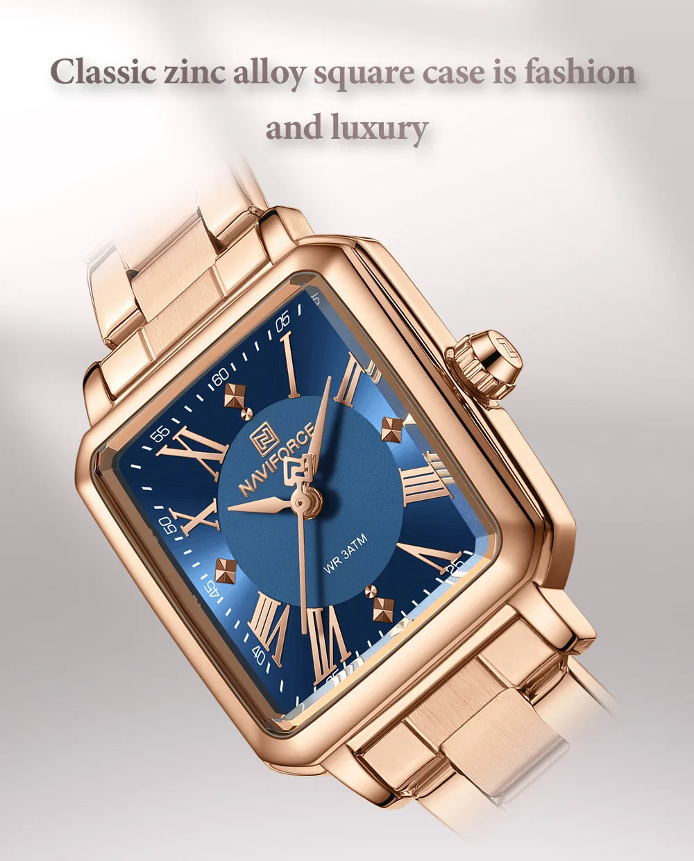 NAVIFORCE Women's 30M Waterproof Wristwatch Original  Double Snap Watch For Women Fashion Elegant Stainless Steel Ladies Clock
