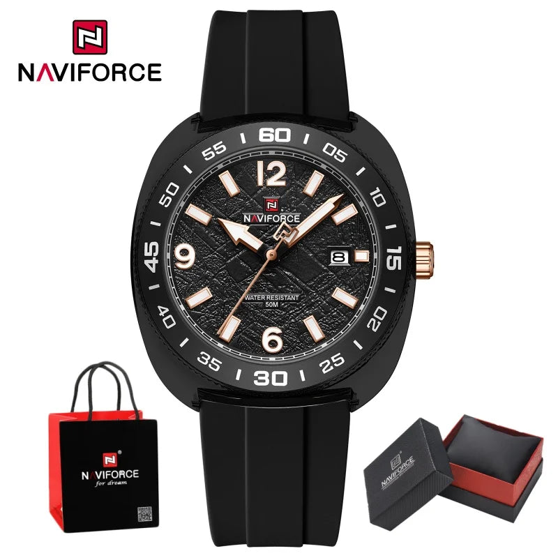 NAVIFORCE Man's Watch Quartz Calendar Luminous 5ATM Waterproof Business Luxury Casual Simple Wristwatch Gifts Box Male NF7132