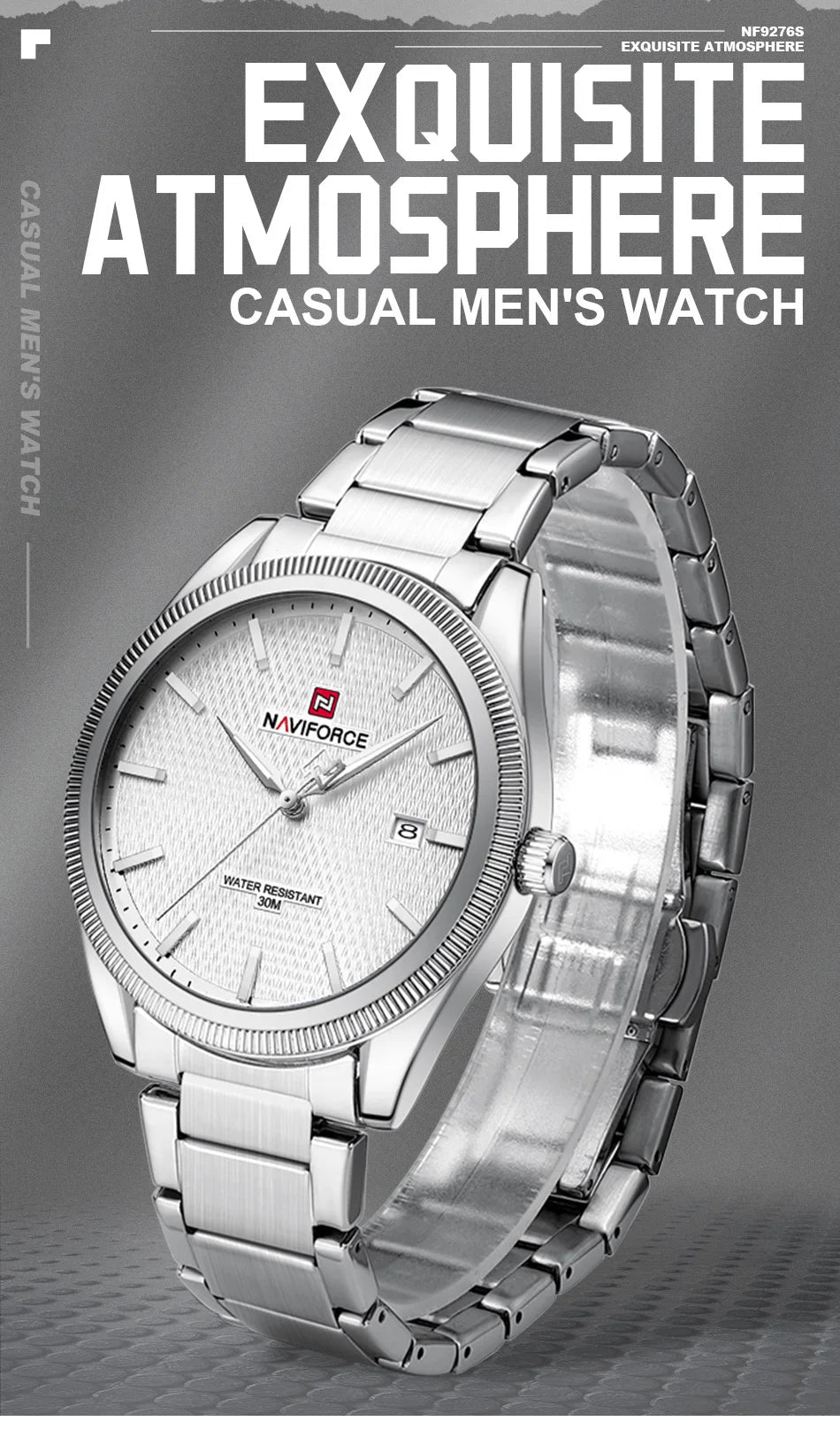 NAVIFORCE Fashion Watches for Men Luxury Business Stainless Steel Strap Quartz Wristwatches Waterproof Calendar Luminous Clock