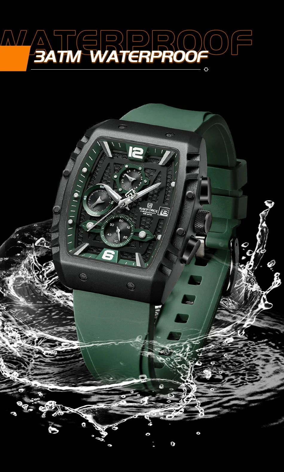 NAVIFORCE Brand 2023 New Men's Watches Luxury Silicone Strap Casual Quartz Wristwatches Sport Waterproof Clock Relogio Masculino